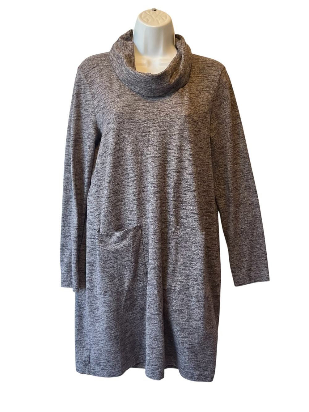 J Jill Pure Jill sweater dress Gray knit Long sleeves Cowl neck Pockets Mini